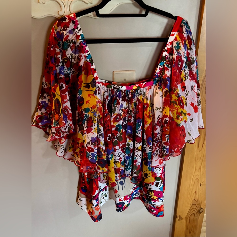 ⭐️Madison Paige II Square Flounce Ruffle Neck & Sleeve Top⭐️ NWOT